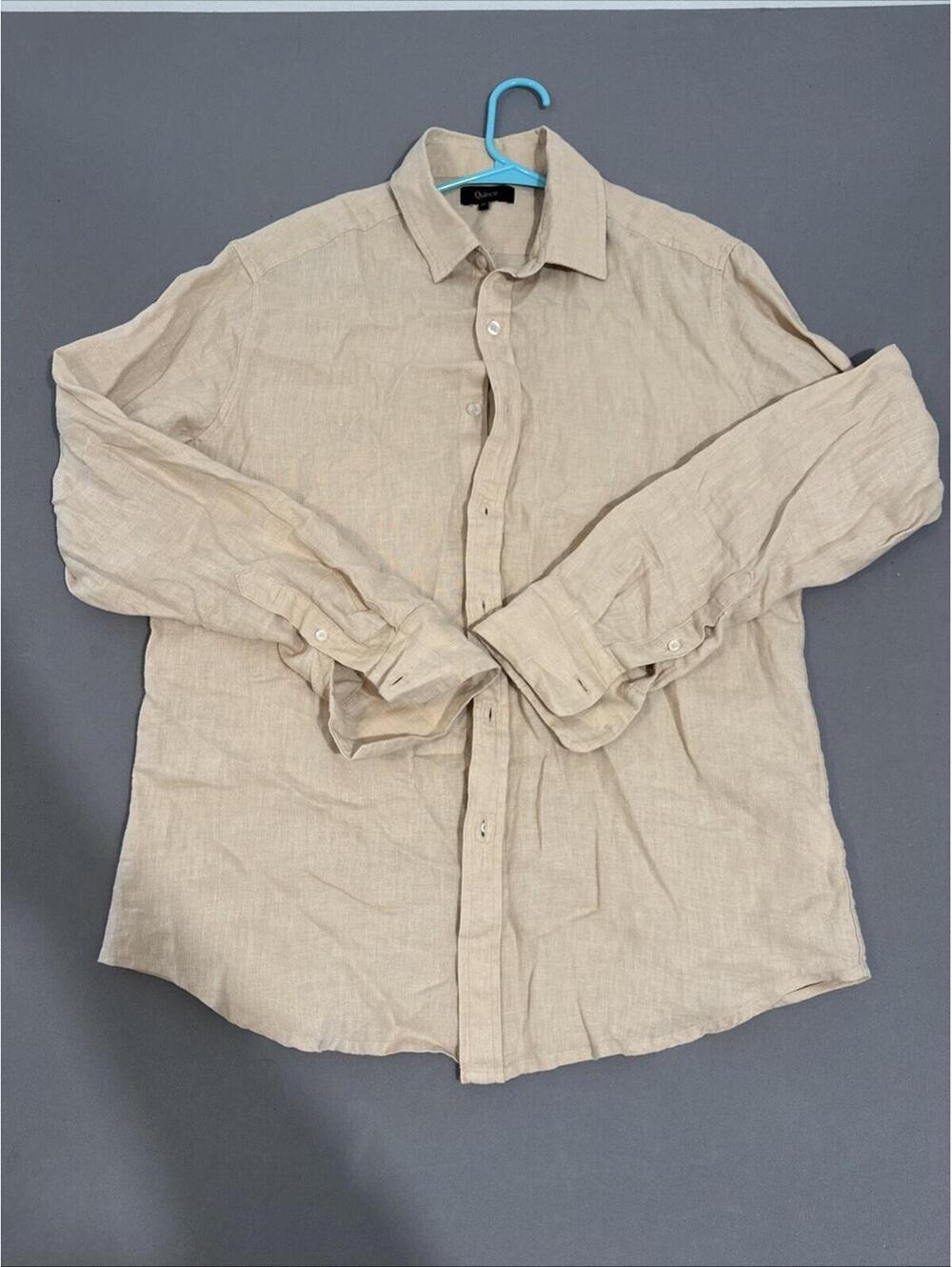 Quince Mens European Linen Shirt Medium Relaxed Long Sleeve Beige Driftwood